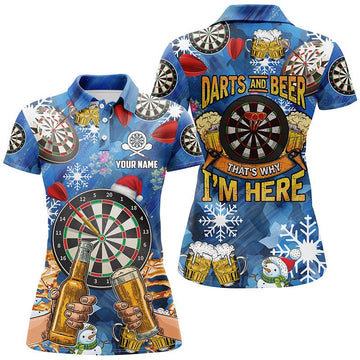 Personalisiertes Damen Darts Polo Shirt mit Darts und Bier Motiv, individuell anpassbares Weihnachts-Darttrikot für Frauen A751 - Outfitsuche