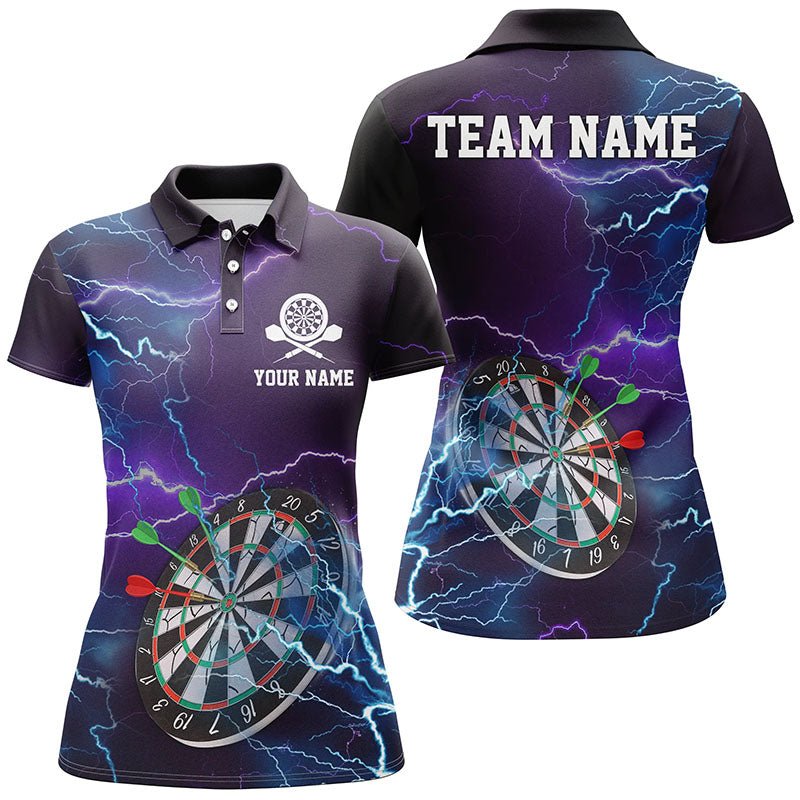 Personalisiertes Damen Darts Polo Shirt mit Donner und Blitz, individu