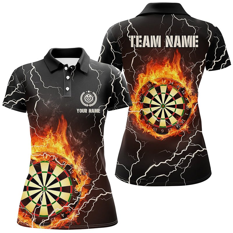 Personalisiertes Damen Darts Polo Shirt mit Flammenblitz-Motiv, Thunder Darts Trikot | LDT0304 L963 - Outfitsuche