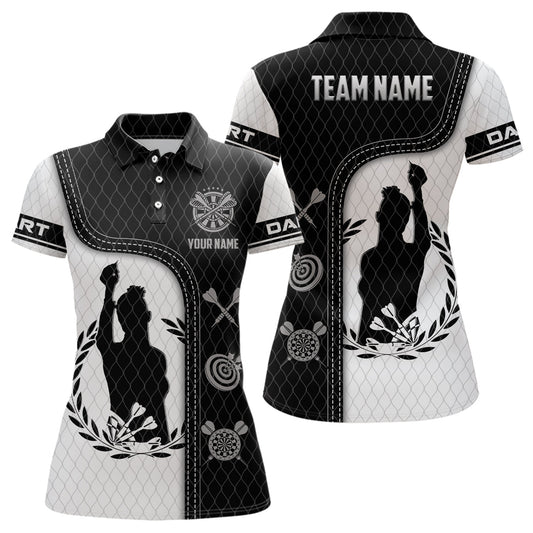 Personalisiertes Damen Darts Shirt mit 3D All Over Print, Schwarz Weiß, für Darts Spielerin B969 - Outfitsuche