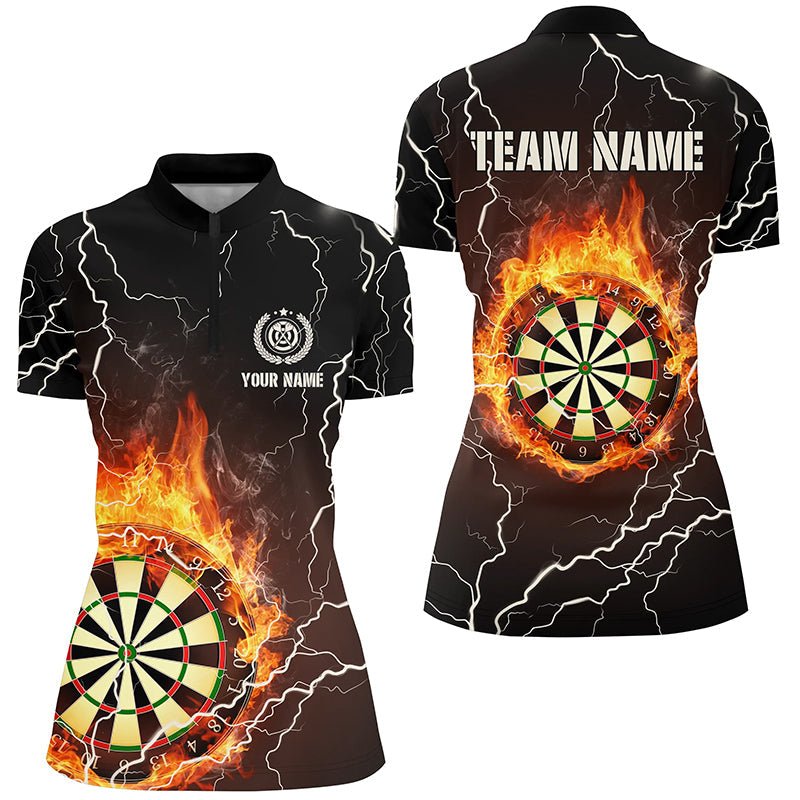 Personalisiertes Damen-Quarter-Zip-Shirt mit Flammen-Darts-Motiv, Blitz und Donner Darts-Trikot T477 - Outfitsuche