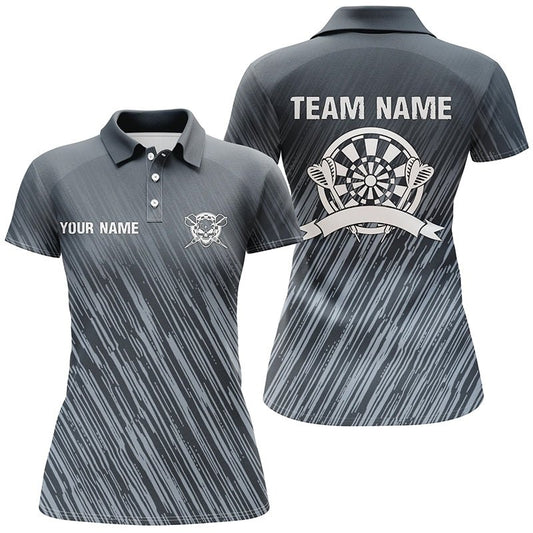 Personalisiertes Darts Polo Shirt mit silbernen Sternen, individuell anpassbares cooles blaues Darts-Trikot für Frauen Z162 - Outfitsuche