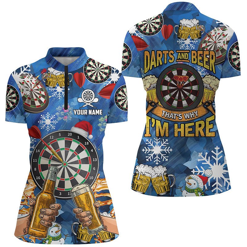 Personalisiertes Darts-Quarter-Zip-Shirt mit Biermotiv, individuell anpassbares Weihnachts-Darttrikot für Frauen W23 - Outfitsuche