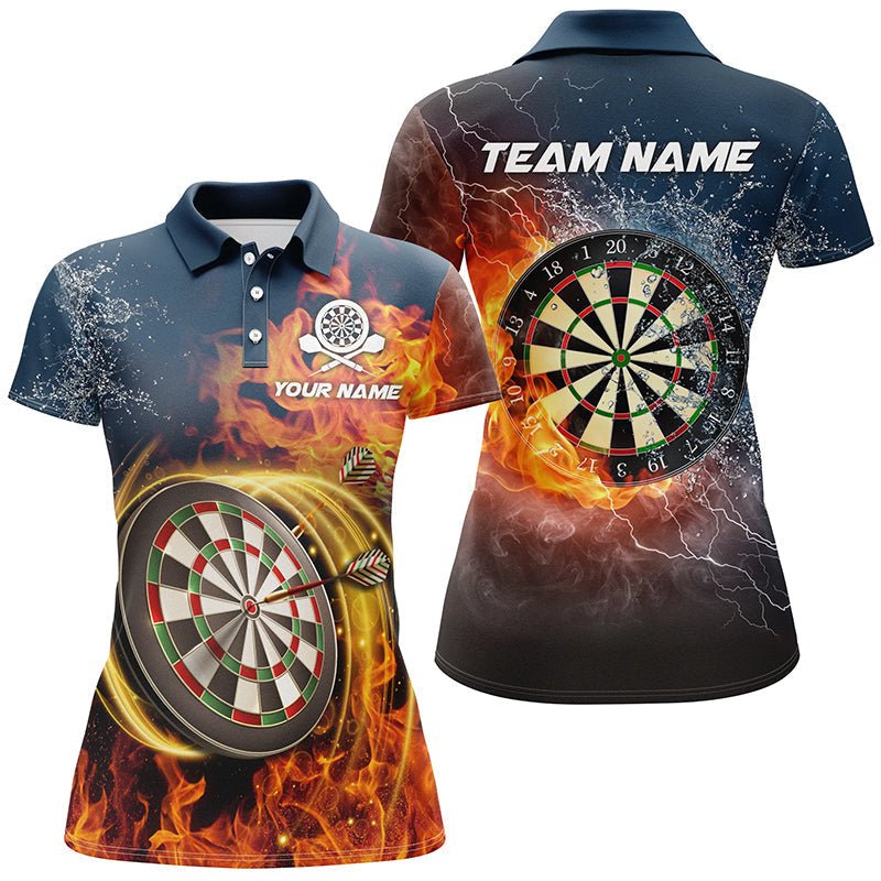 Personalisiertes Darts-Trikot "Water & Fire" mit Namen, Blitz und Donner, Dartshirts für Frauen M5 - Outfitsuche