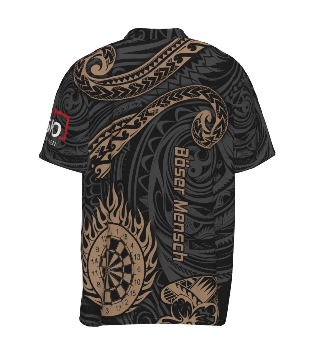 Personalisiertes goldenes Hawaiianisches Tribal Flame Darts 1/4 Zip Shirt, individuell anpassbares Herren Dart Trikot KH732 - Outfitsuche