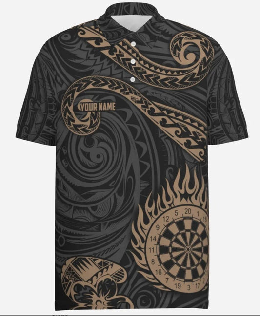 Personalisiertes goldenes Tribal Flame Darts Polo Shirt KH7321 - Outfitsuche