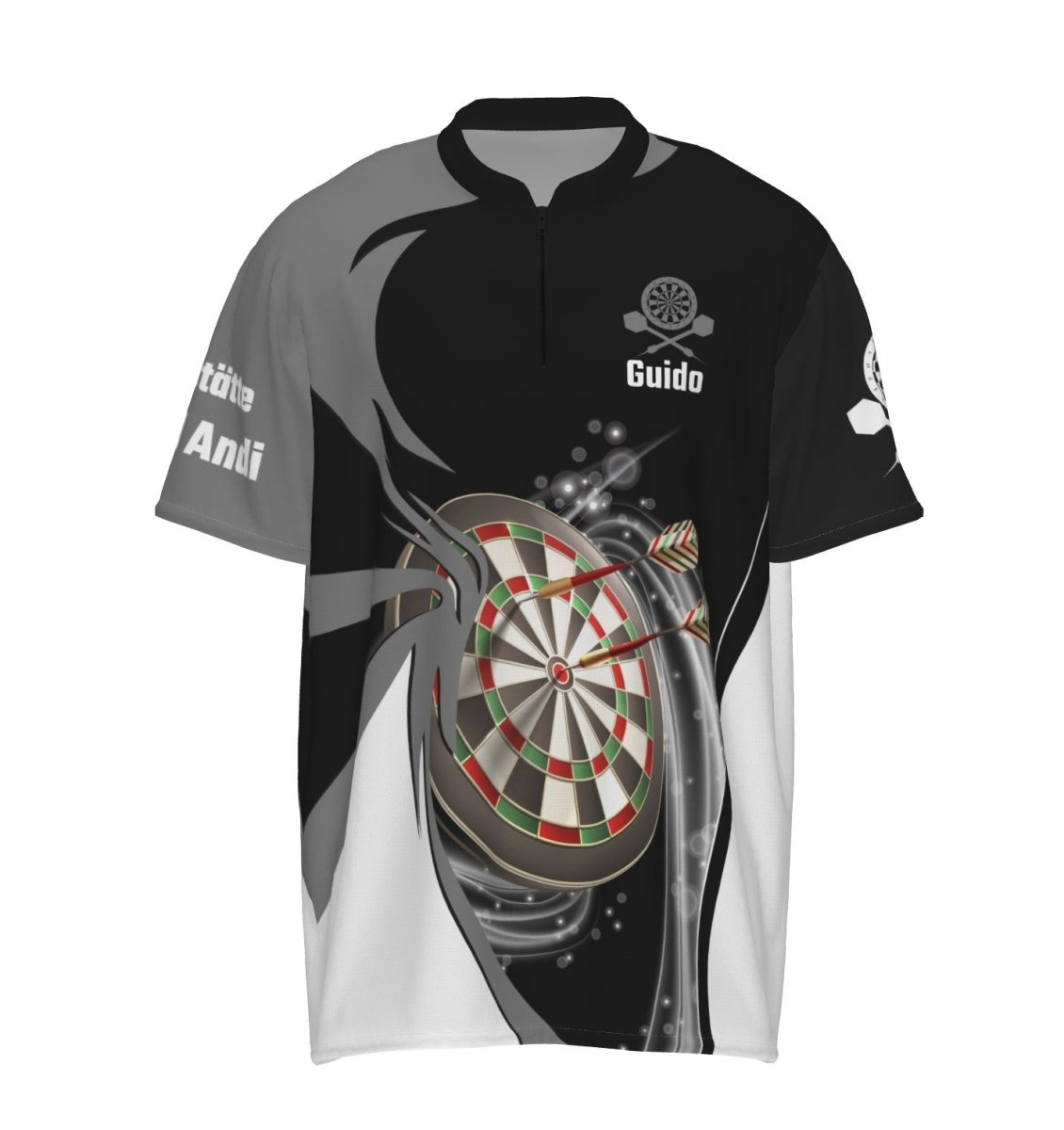 Personalisiertes grau-schwarzes Dart-1/4-Zip-Shirt, individuell anpassbares Dart-Shirt für Herren KH5637z - Outfitsuche