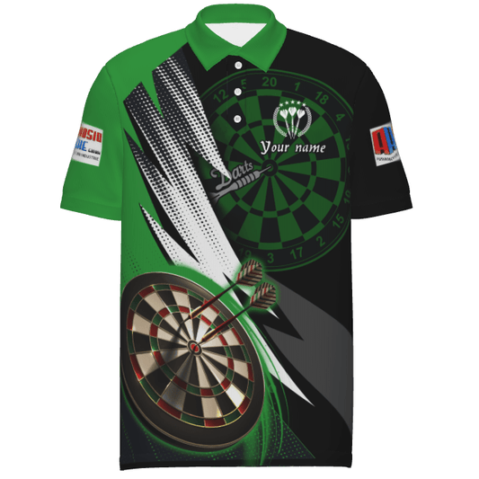 Personalisiertes grün-schwarzes Herren Damen Darts Polo Shirt KH608 - Outfitsuche