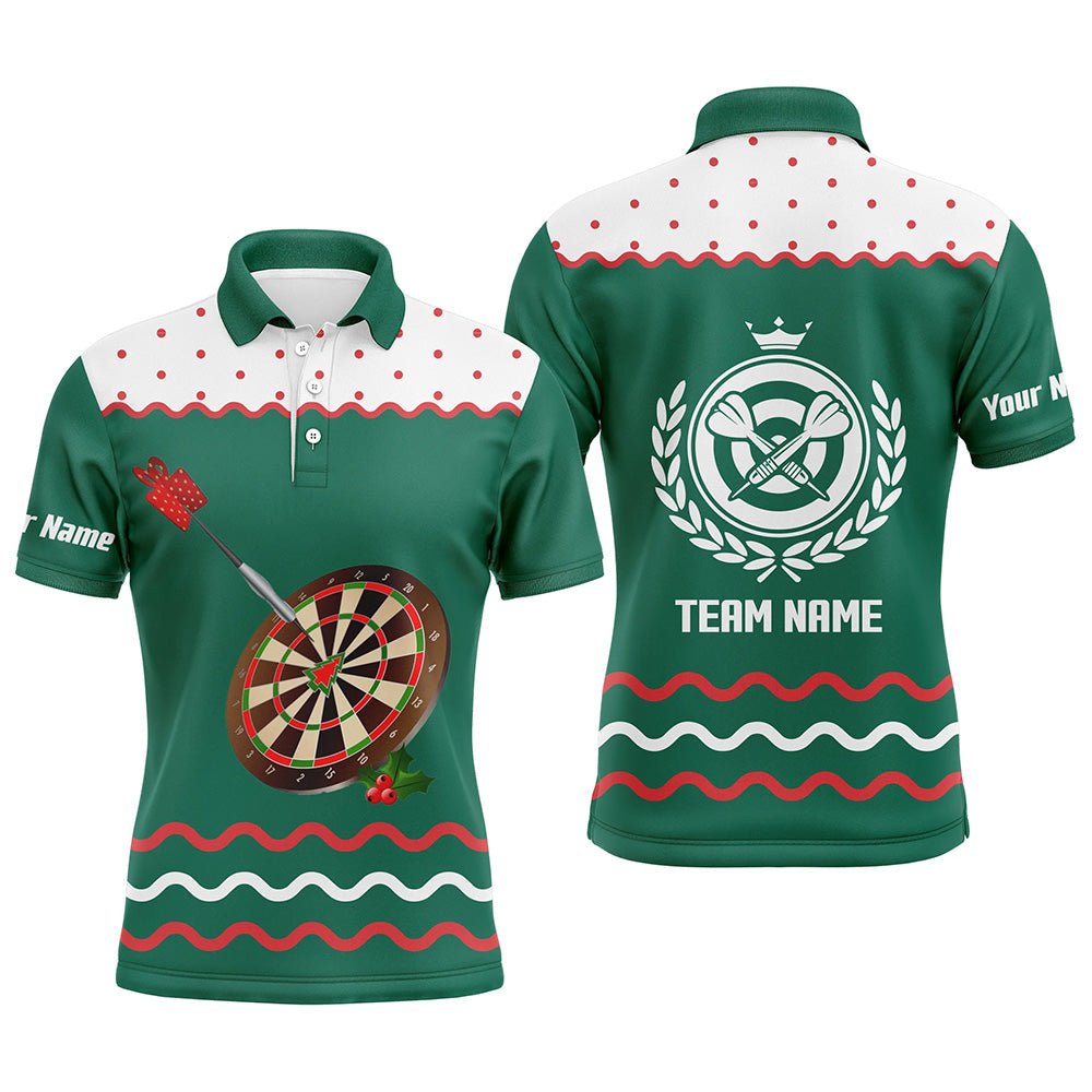 Personalisiertes grünes Weihnachts-Polo-Shirt für Darts, individuell anpassbares Darts-Shirt für Herren, Darts-Trikot P87 - Outfitsuche