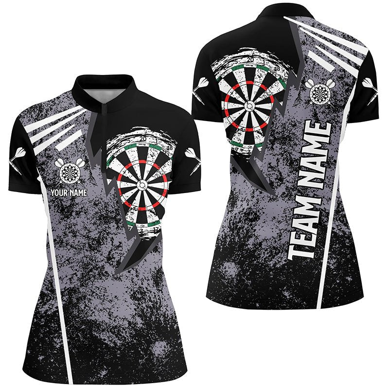 Personalisiertes Grunge-Darts-1/4-Zip-Shirt, individuell anpassbares Retro-Darts-Shirt für Frauen, Dart-Trikot W862 - Outfitsuche