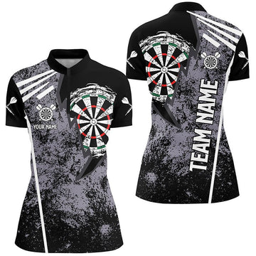 Personalisiertes Grunge-Darts-1/4-Zip-Shirt, individuell anpassbares Retro-Darts-Shirt für Frauen, Dart-Trikot W862 - Outfitsuche