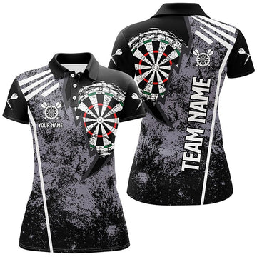 Personalisiertes Grunge Darts Polo Shirt, individuell anpassbares Retro-Darts-Shirt für Frauen, Dart-Trikot R162 - Outfitsuche