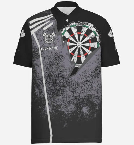 Personalisiertes Grunge Herren Darts Polo Shirt, individuell anpassbares Retro Darts Shirt für Männer, Dart Trikot KH616 - Outfitsuche