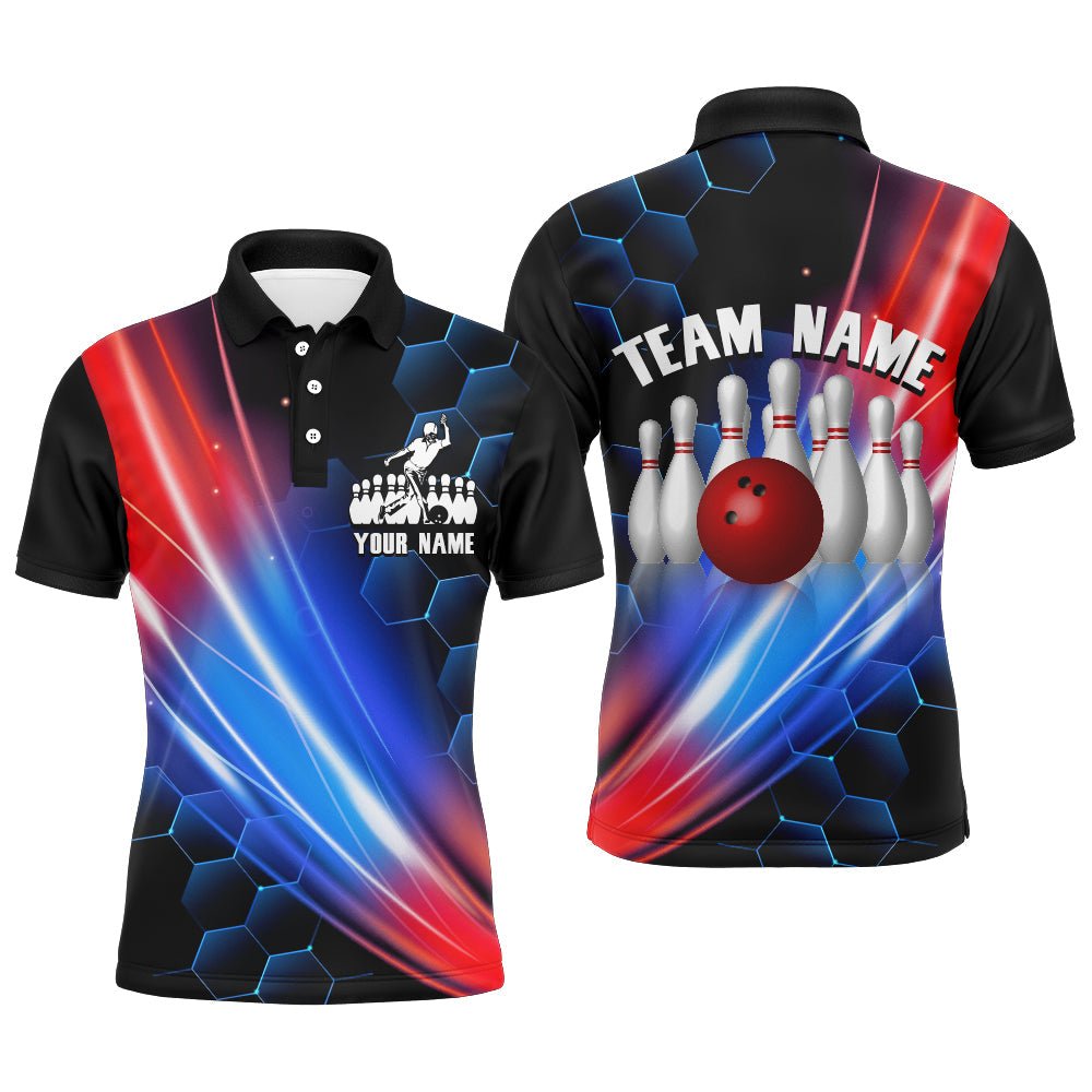 Personalisiertes Herren Bowling Polo Shirt für das Team, individuell anpassbares schwarzes Bowling Trikot BDT09-9T03H - Outfitsuche