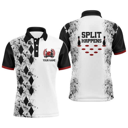 Personalisiertes Herren Bowling-Shirt "Split Happens" für Ligaspieler mit Namen - Herren Polo Shirt - Outfitsuche