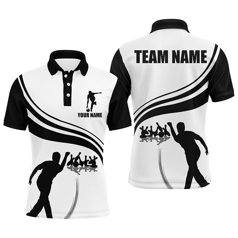 Personalisiertes Herren Polo Bowling Shirt in Schwarz und Gold, individuell anpassbares Team Kurzarm Trikot für Männer Bowler - Outfitsuche