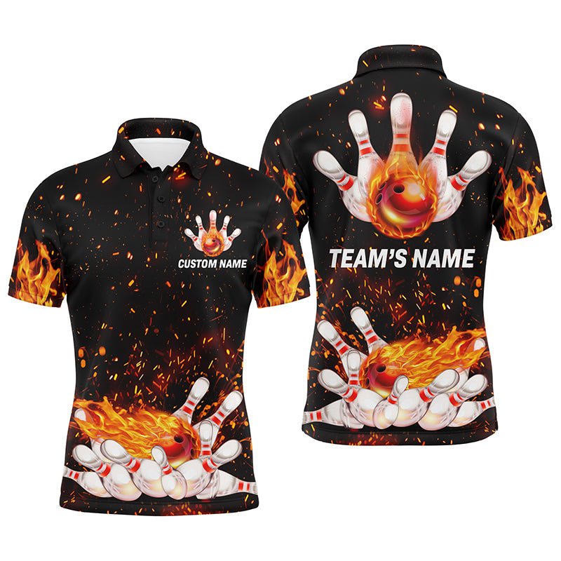 Personalisiertes Herren Polo Bowling Shirt mit Flammenmuster, Team Bowlers Trikot, kurze Ärmel - Outfitsuche