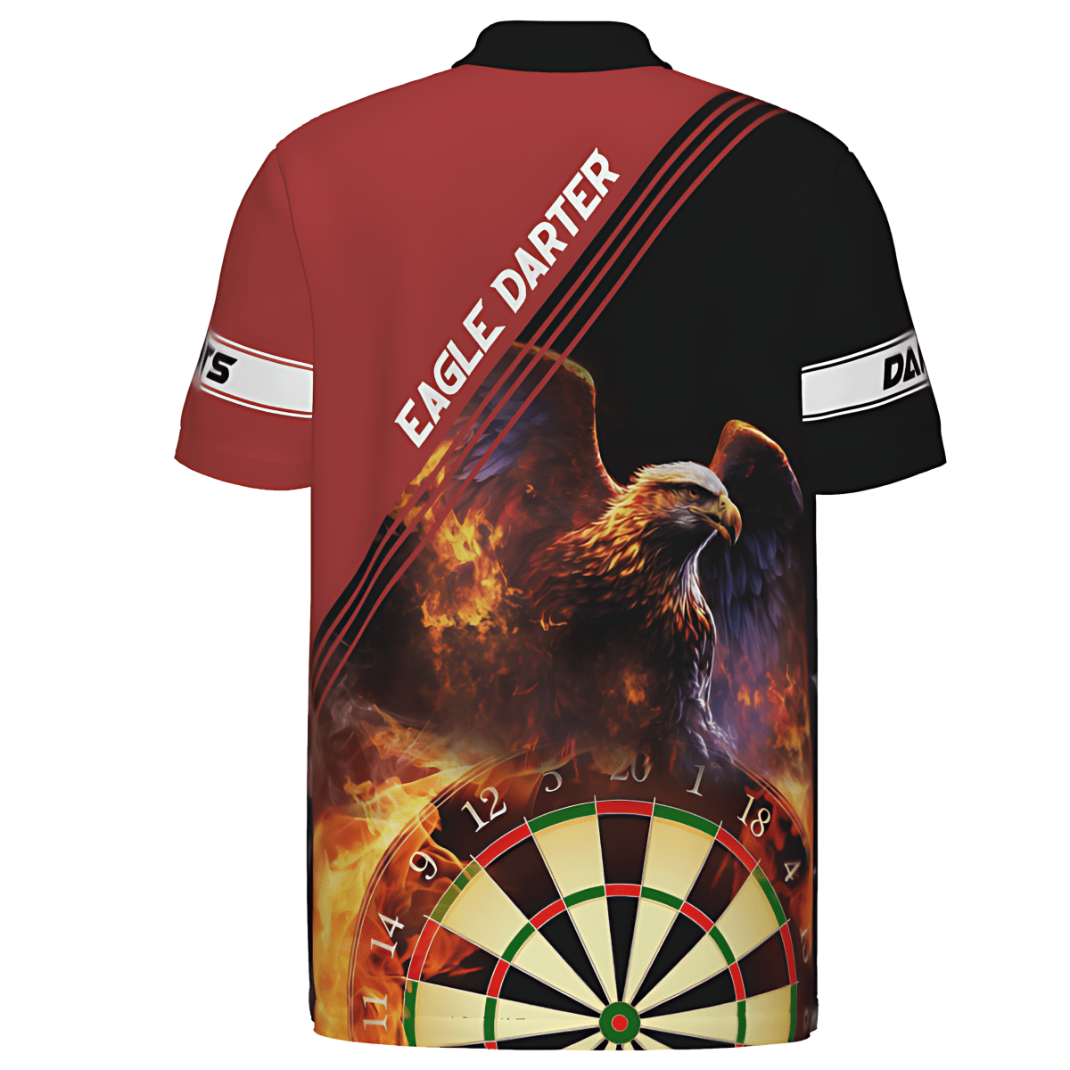 Personalisiertes Herren Polo Shirt Adler mit Dartmotiv in Schwarz und Rot, individuell anpassbares Eagle Dart-Trikot für Männer S2752 - Outfitsuche