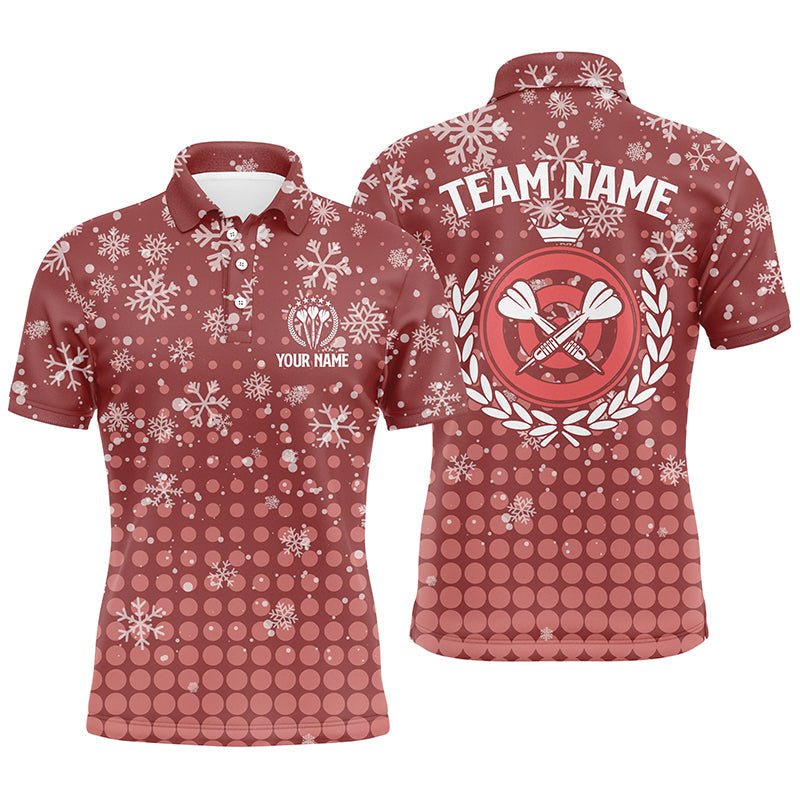 Personalisiertes Herren Polo-Shirt mit Weihnachts-Schneeflocken für Darts, individuell anpassbares Darts-Trikot für Männer in Rot G609 - Outfitsuche