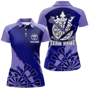 Personalisiertes Navy Lila Darts Polo Shirt, individuell gestaltetes cooles Dart Shirt für Frauen, Darts Trikot G649 - Outfitsuche