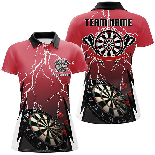 Personalisiertes rotes Lightning Darts Polo Shirt, individuell anpassbares Thunder Darts Trikot für Frauen W512 - Outfitsuche