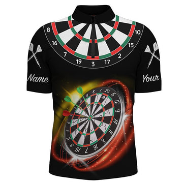 Personalisiertes rotes schwarzes Herren Darts 1/4 Zip Shirt mit individuellem Namen, cooles Darts Trikot für Männer L498 - Outfitsuche