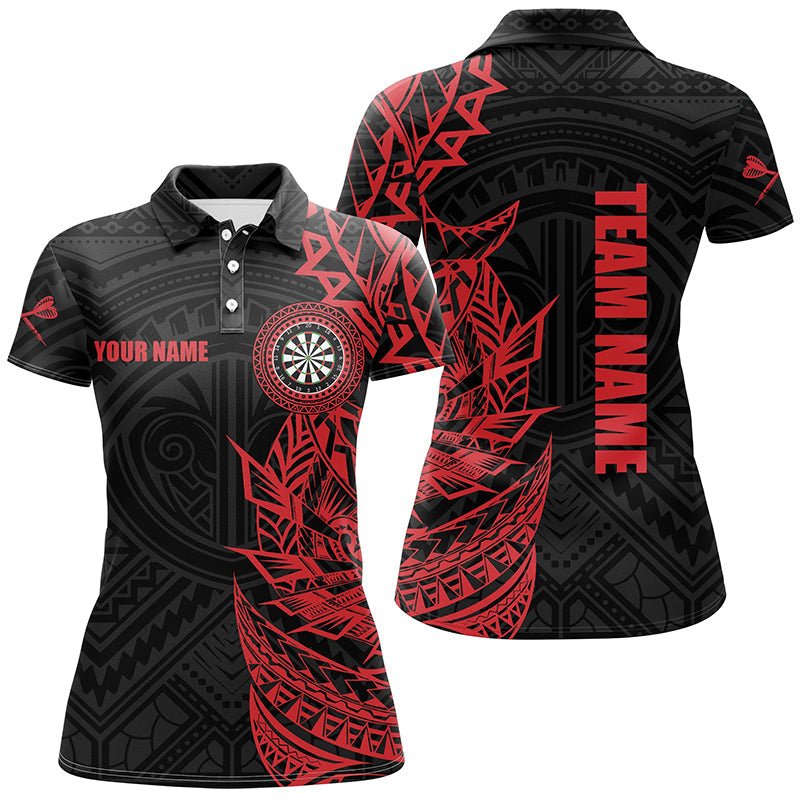 Personalisiertes rotes Tribal Damen Darts Polo Shirt, individuell anpassbares Darts Shirt für Frauen, Dart Trikots D876 - Outfitsuche