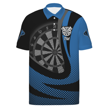 Personalisiertes schwarzes blaues 3D Herren Darts Polo Shirt Kh1747 - Outfitsuche