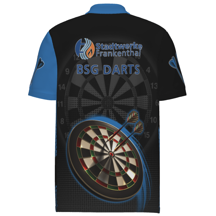 Personalisiertes schwarzes blaues 3D Herren Darts Polo Shirt Kh1747 - Outfitsuche