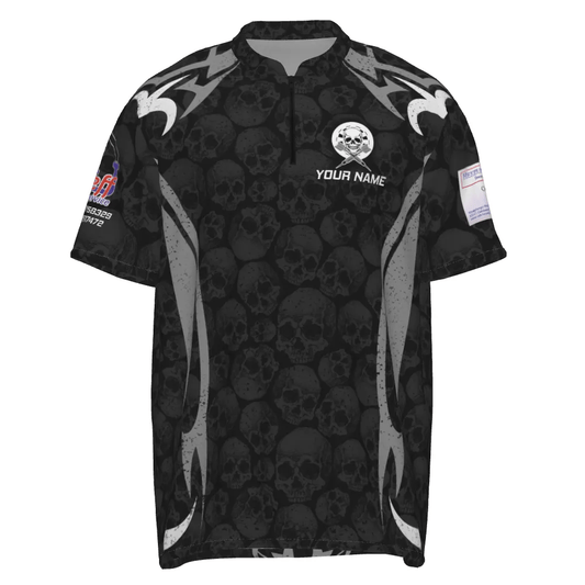 Personalisiertes schwarzes graues Totenkopf Reaper 1/4 Zip Shirt KH6890 - Outfitsuche