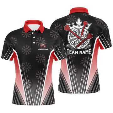 Personalisiertes schwarzes rotes Herren Darts Polo Shirt, individuell anpassbares Dart Team Shirt für Männer, Darts Trikot E817 - Outfitsuche