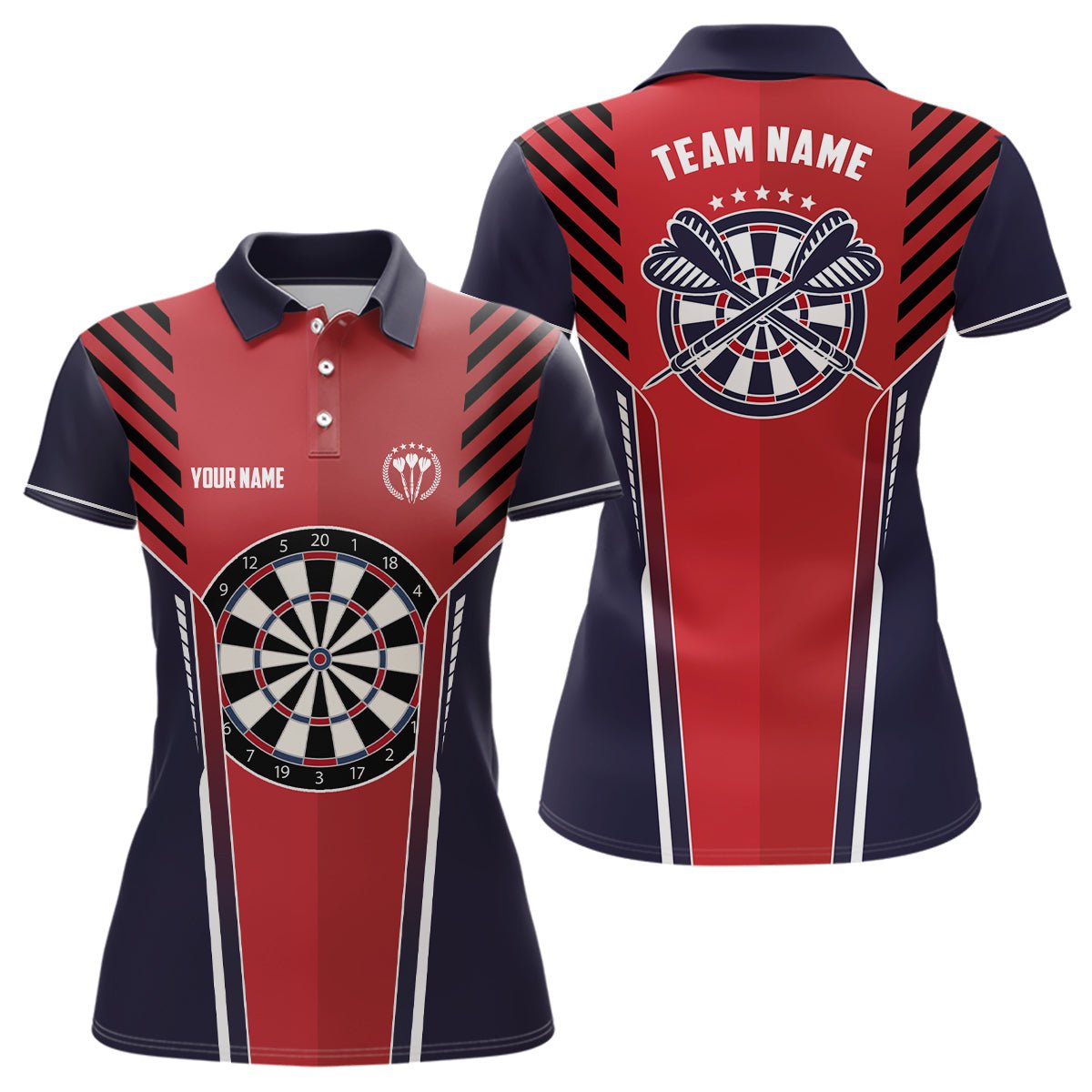 Personalisiertes Strike Rot Navy Sportliches Darts Polo Shirt Coole Darts Trikot für Frauen LDT0489 G520 - Outfitsuche