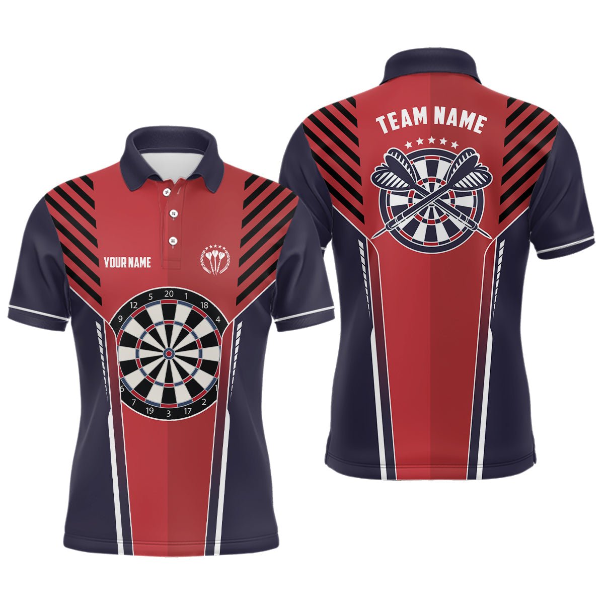 Personalisiertes Strike Rot Navy Sportliches Herren Darts Polo Shirt, cooles Darts Trikot für Männer X336 - Outfitsuche