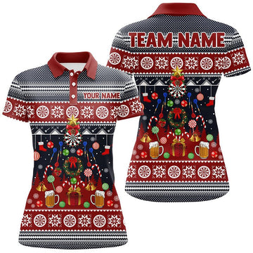 Personalisiertes Weihnachts-Darts-Polo-Shirt, individuell anpassbares Winter-Darts-Shirt für Frauen, Dart-Trikot J77 - Outfitsuche