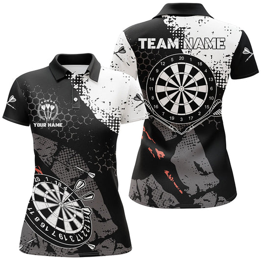 Retro Damen Darts Polo Shirt mit individuellem Schwarz-Weiß-Muster, Dart Team Trikot für Frauen W577 - Outfitsuche