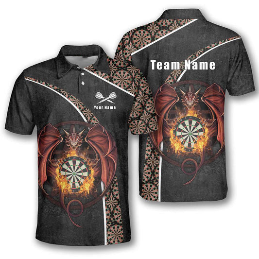 Retro Feuerdrachen individuell anpassbare Dartshirts für Herren Darts Trikot - Outfitsuche