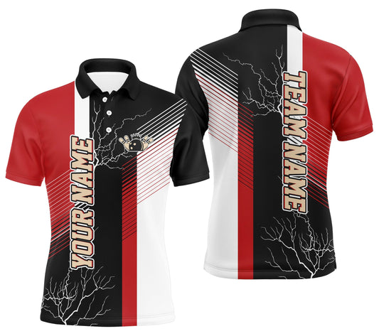 Rote und schwarze karierte individuelle Bowling-Polo-Shirts für Männer, Team-Bowling-Trikots - Outfitsuche