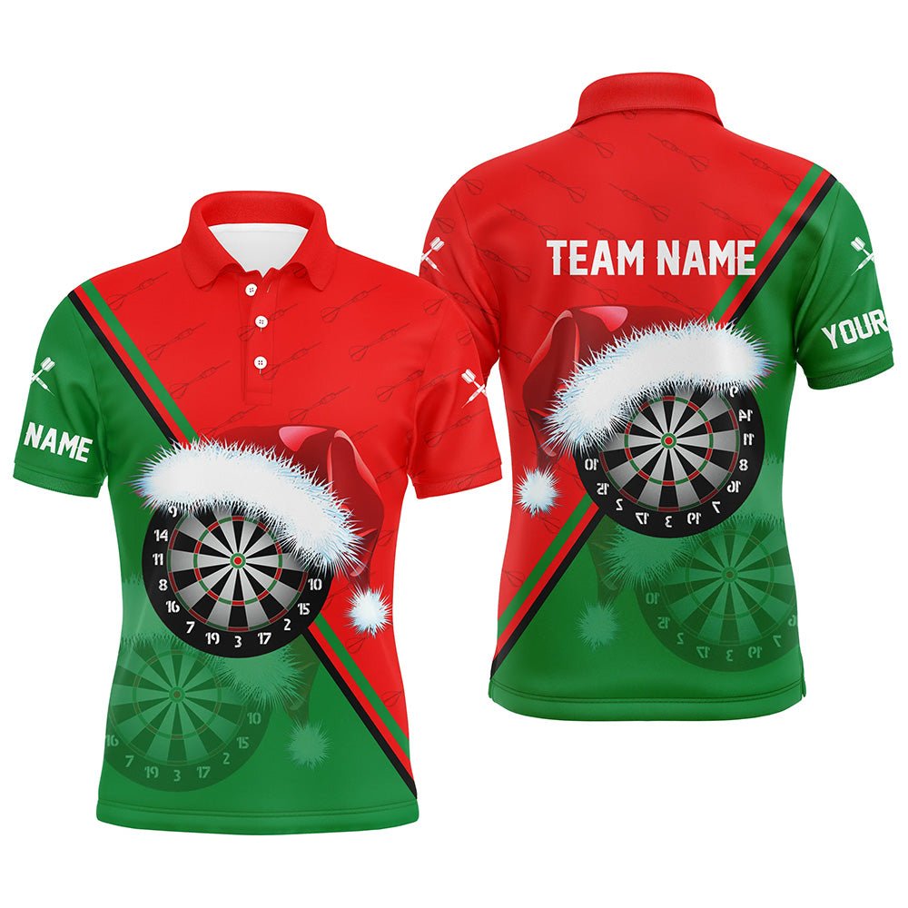 Rotes grünes Santa Darts Board Weihnachts-Darts Herren Polo Shirt, individuell anpassbares Dart-Trikot für Männer F219 - Outfitsuche