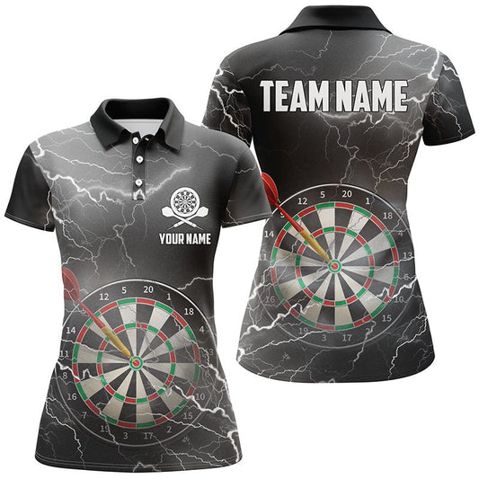 Schwarzes und graues Darts Polo Shirt für Damen mit individuellem Design, Darts Trikot Z89 - Outfitsuche