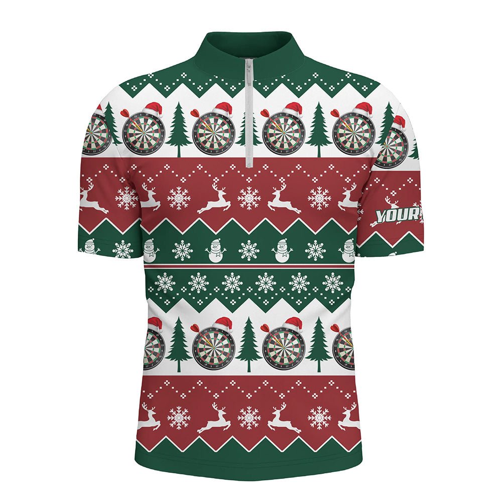 Weihnachtsbaum Schneeflocken Darts 1/4 Zip Shirt, individuell anpassbares Weihnachts-Darts-Shirt für Herren V642 - Outfitsuche